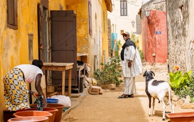 woman in white dress walking on street during daytime senegal teams background