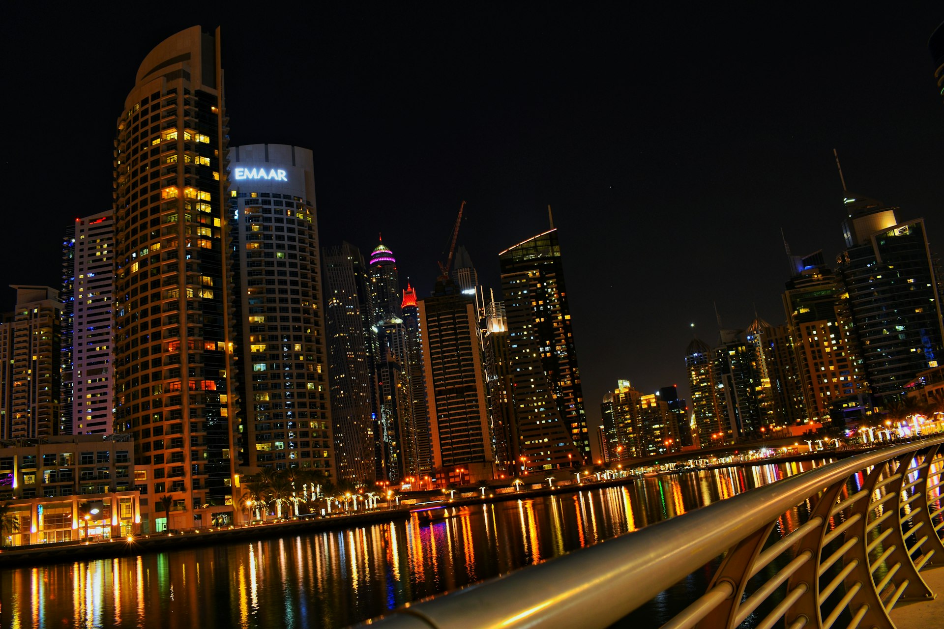 city skyline during night time