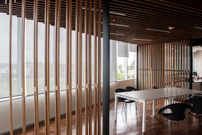 white and brown window blinds