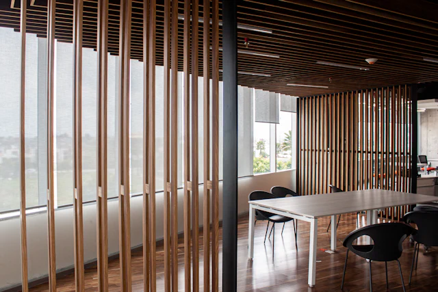 Batten Screened Cabin — commercial manager cabin interior design