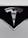 A close-up of a shiny metallic logo shaped like a stylized letter 'T' on a glossy black surface, bordered by light gray metal.
