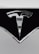 A close-up of a shiny metallic logo shaped like a stylized letter 'T' on a glossy black surface, bordered by light gray metal.