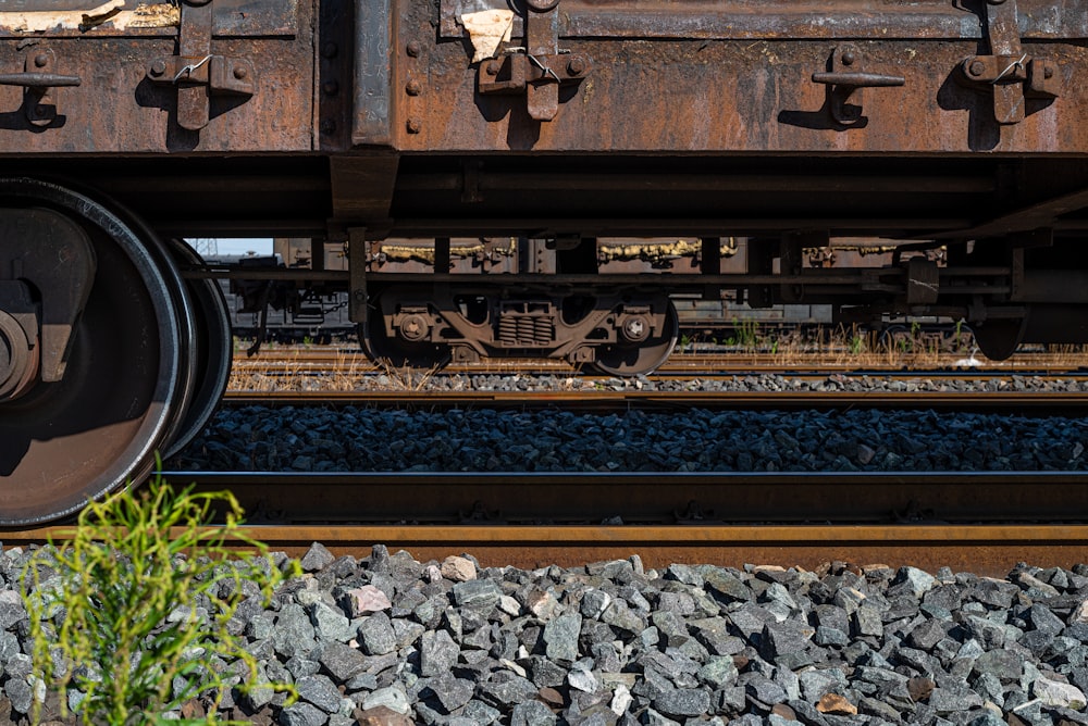 brown train on rail tracks