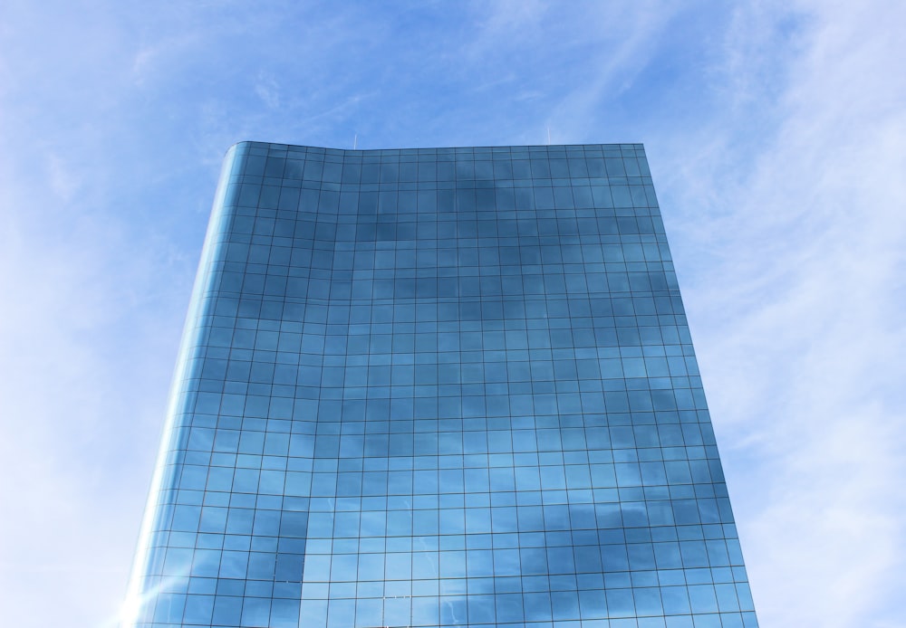 blue and white glass building