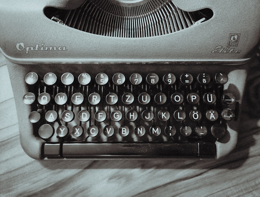 black typewriter on white table