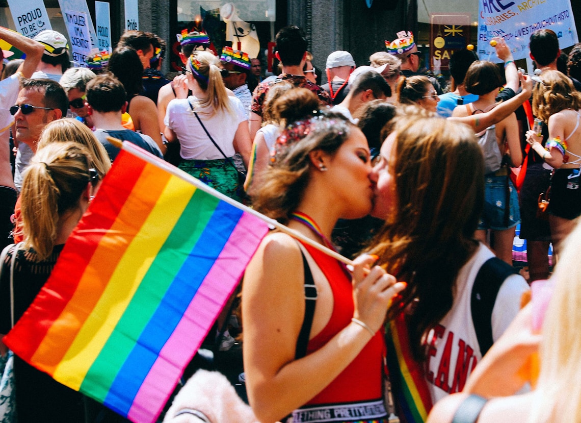 Two Women Kissing At Pride