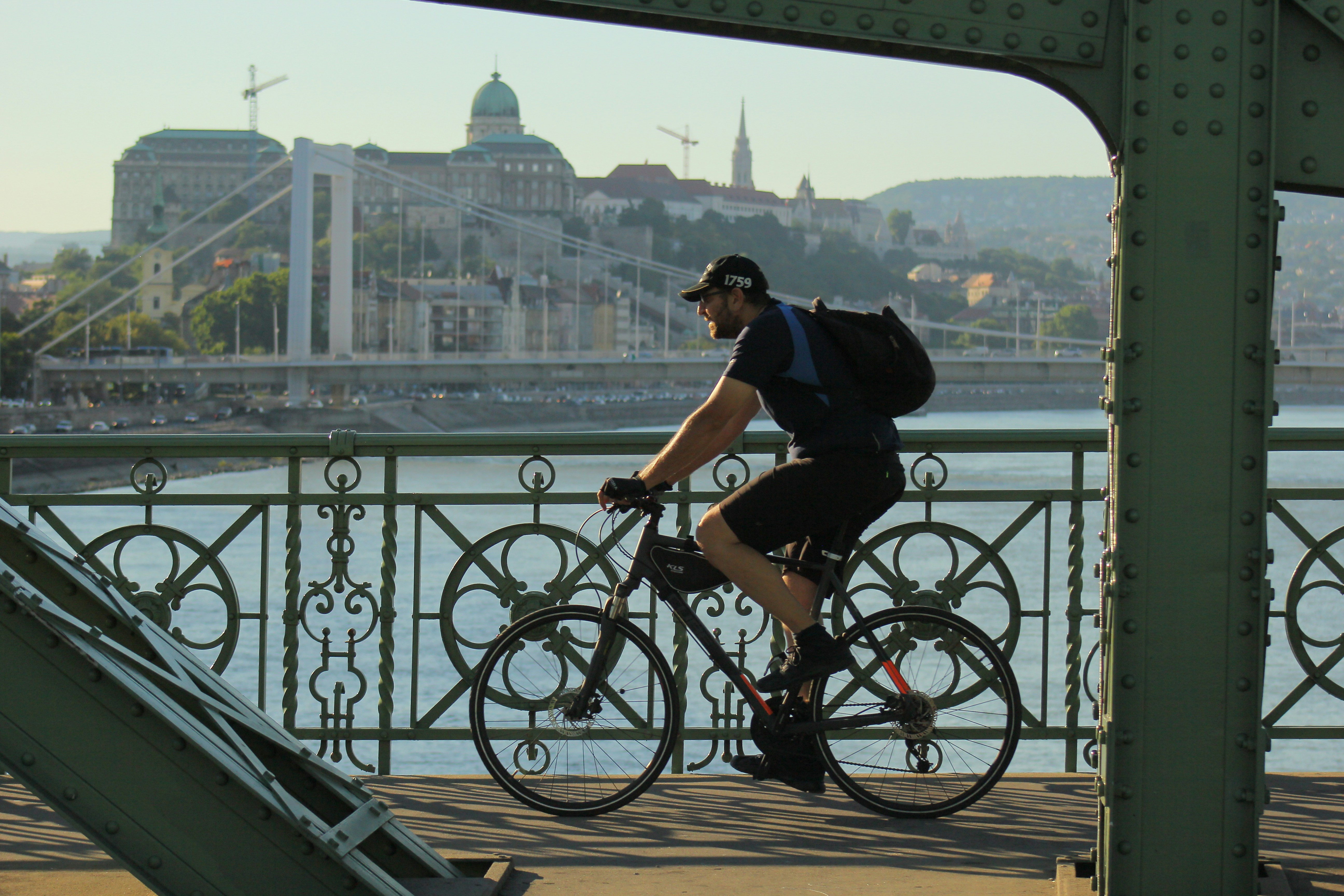 Cyclist on bridge