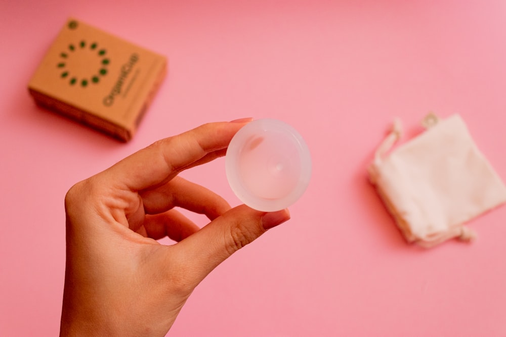 person holding white round ornament