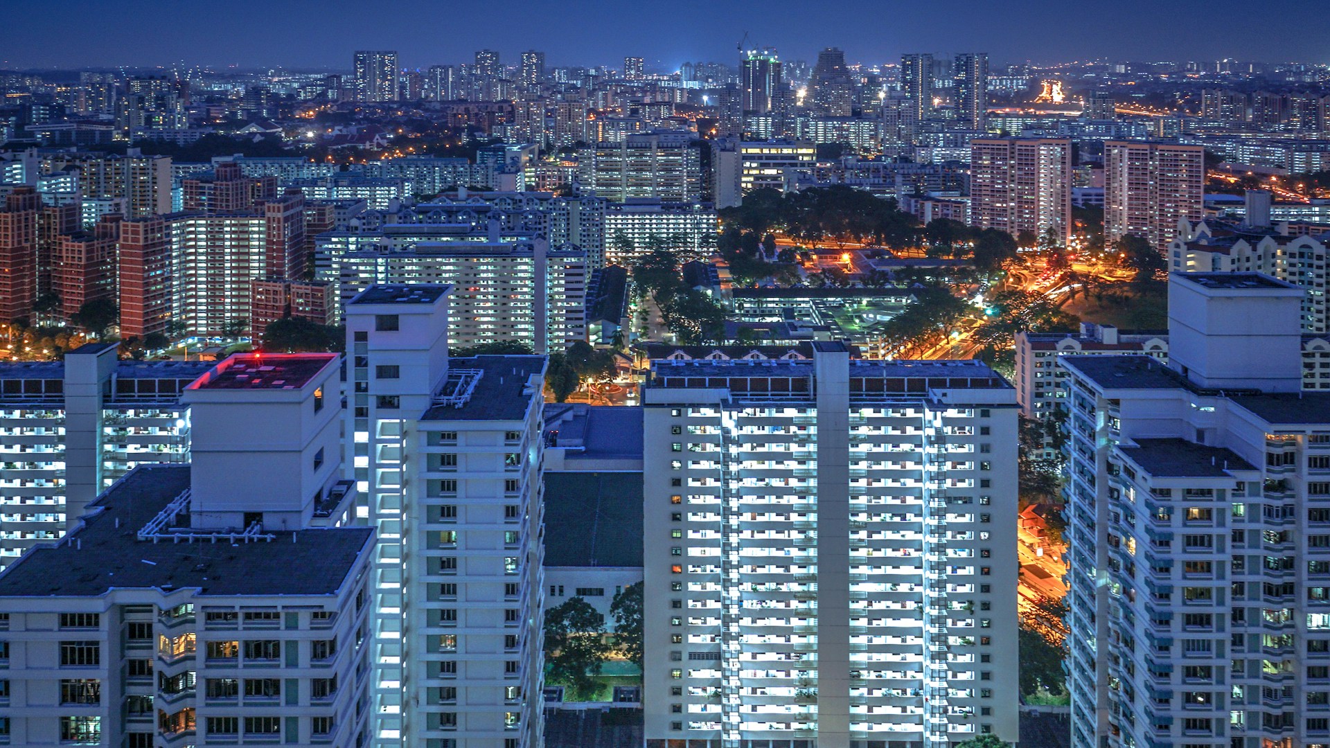 high rise buildings during night time