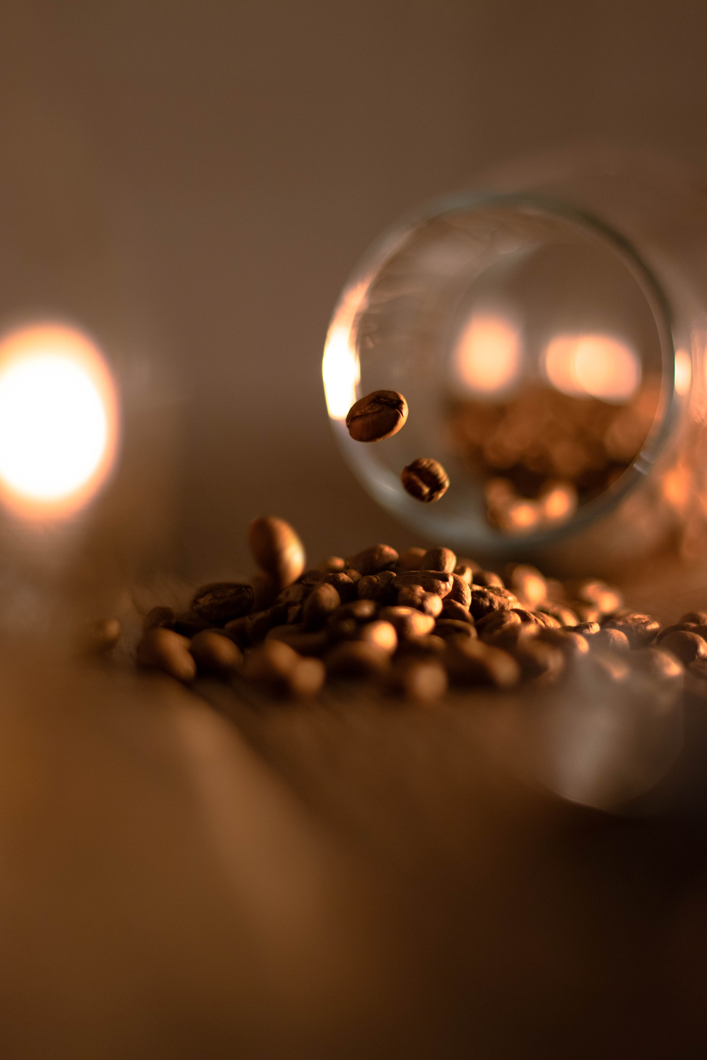 brown coffee beans on white table