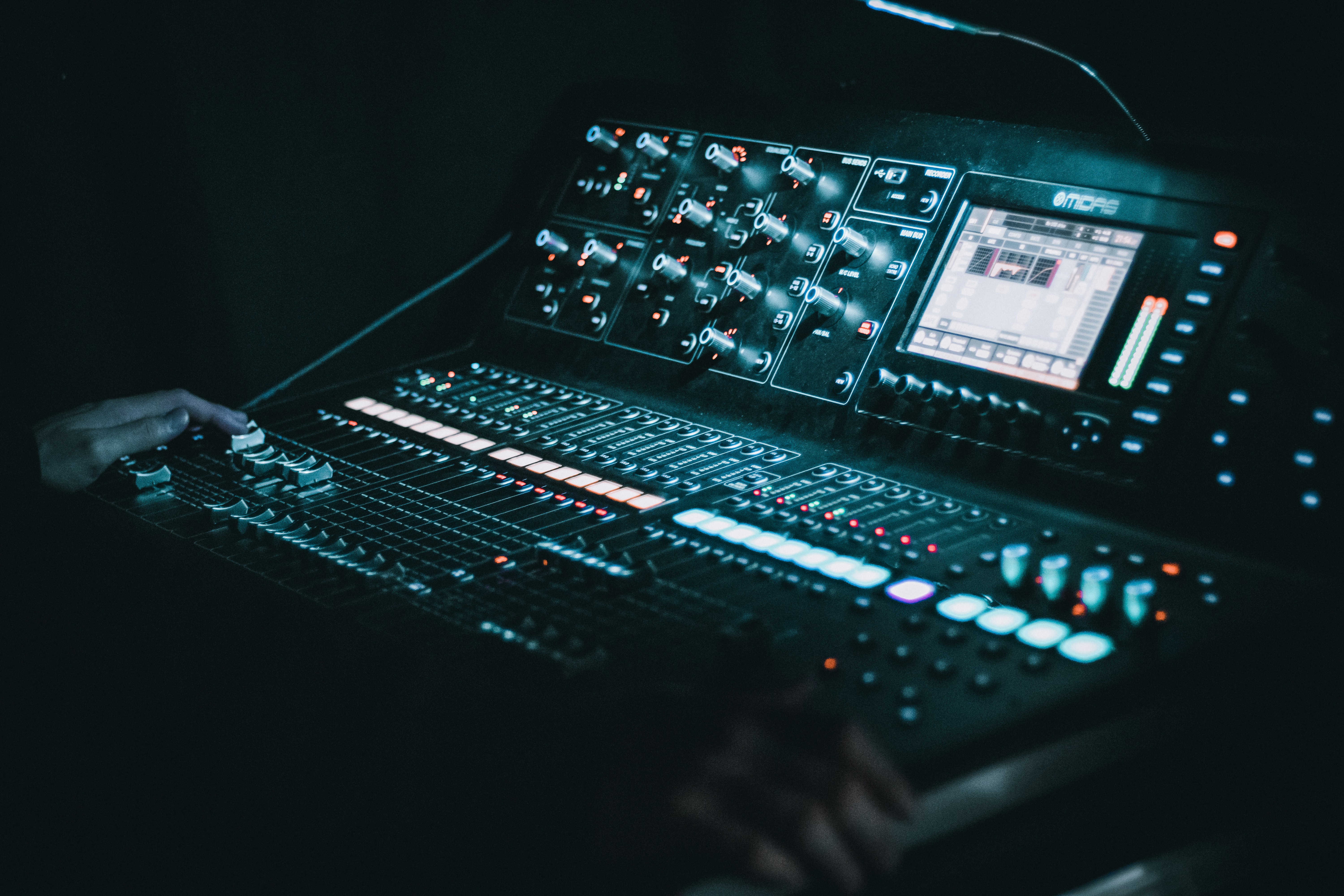 A mixing desk during a concert