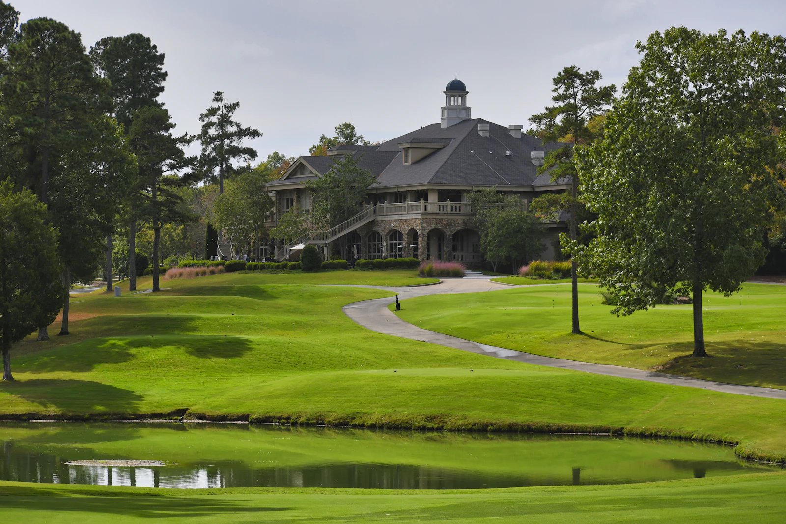Clubhouse overlooking the course and water