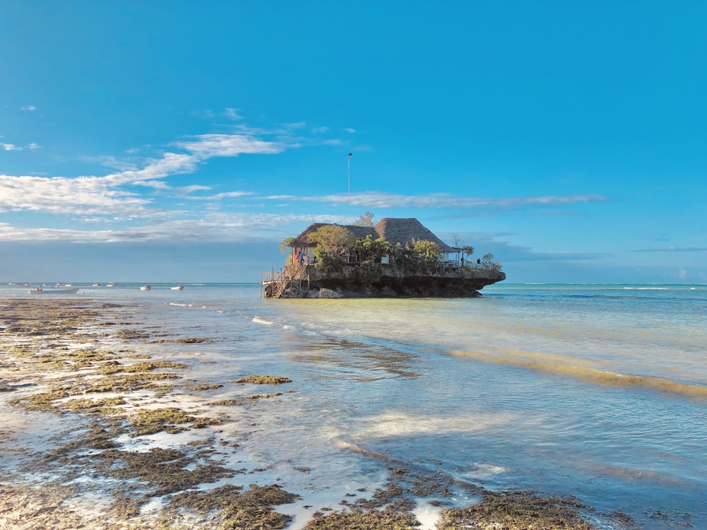 Formation rocheuse brune sur la mer sous le ciel bleu pendant la journée