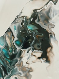 black white and blue abstract painting