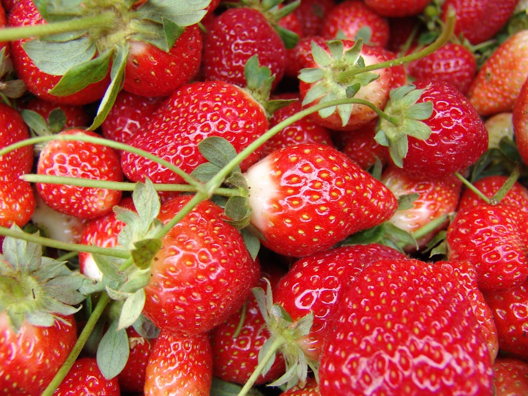 red strawberries on white ceramic plate