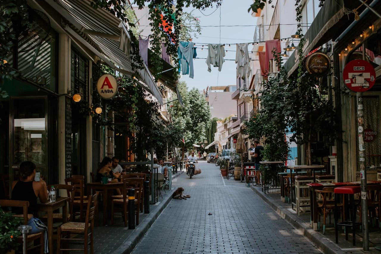 A narrow street in Plaka, Athens
