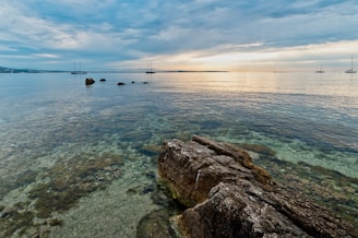 brown rock formation on body of water during daytime