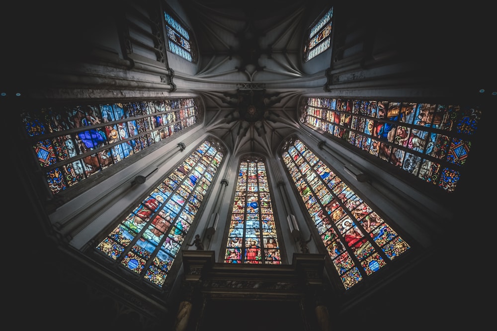 blue red and white stained glass