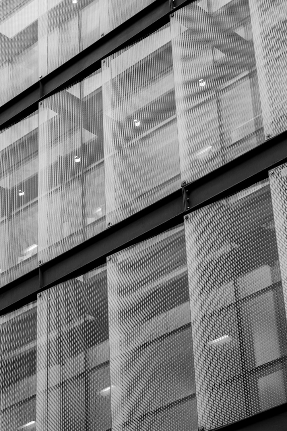 black and white glass walled building