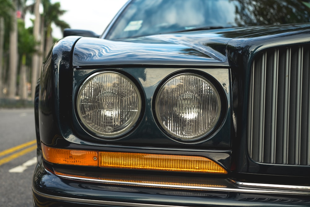 black and yellow car headlight