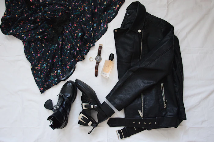 Leather belt flat lay