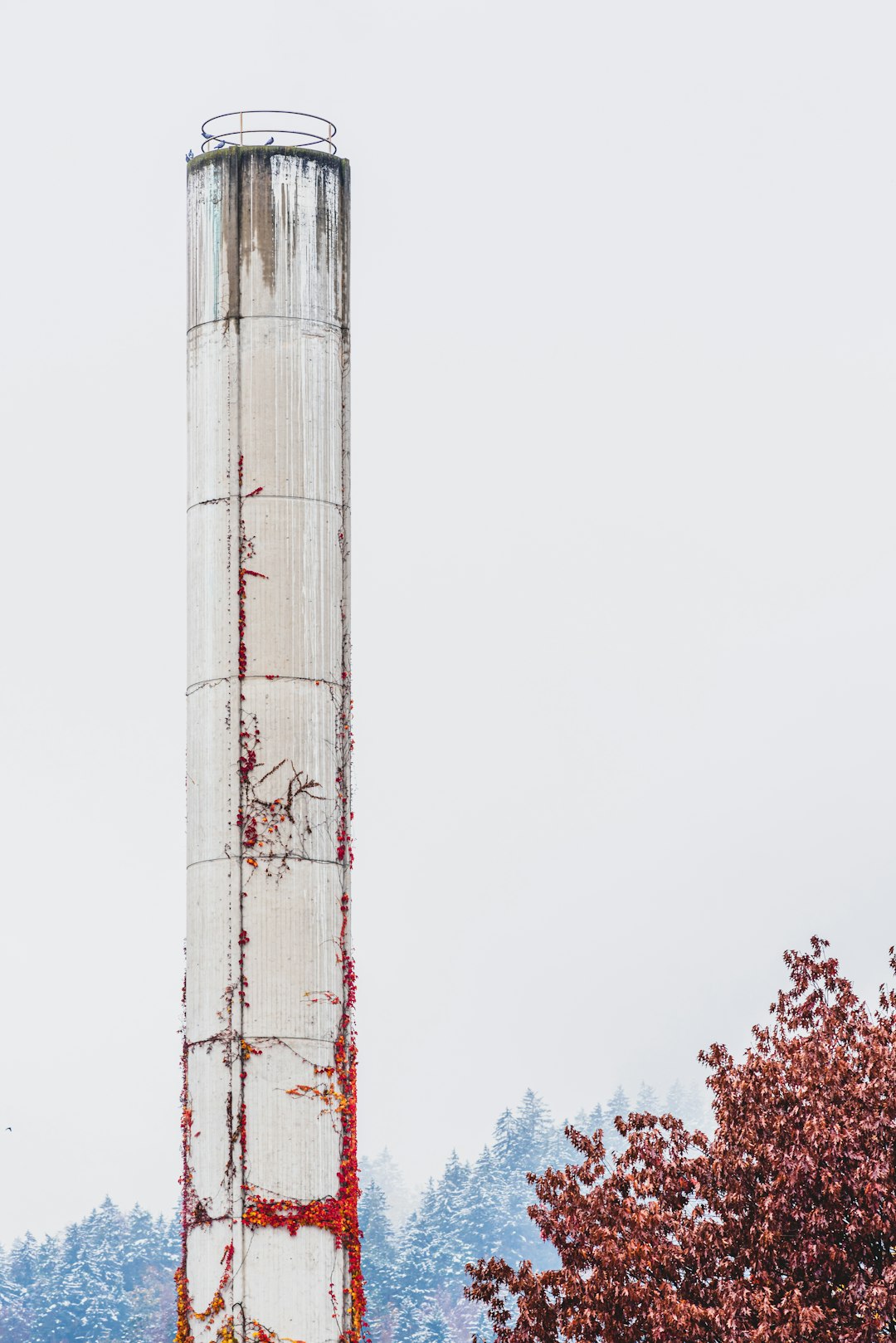 gray and red metal tower