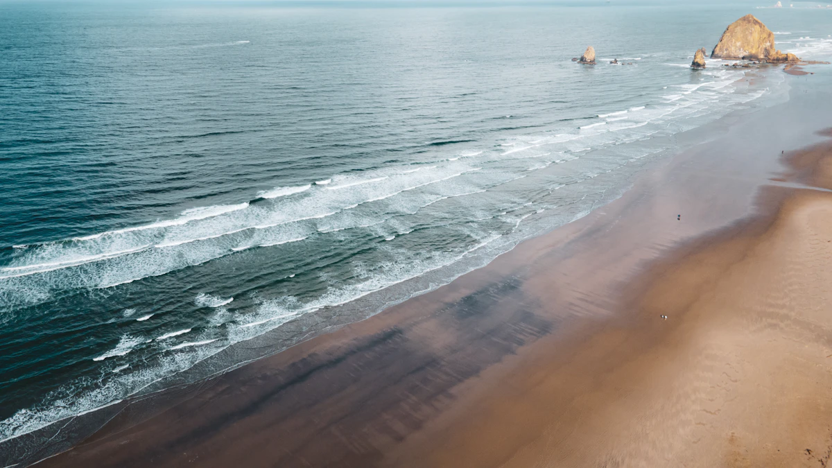 Beautiful beach coastline with sand and ocean waves for coastal weekend getaways
