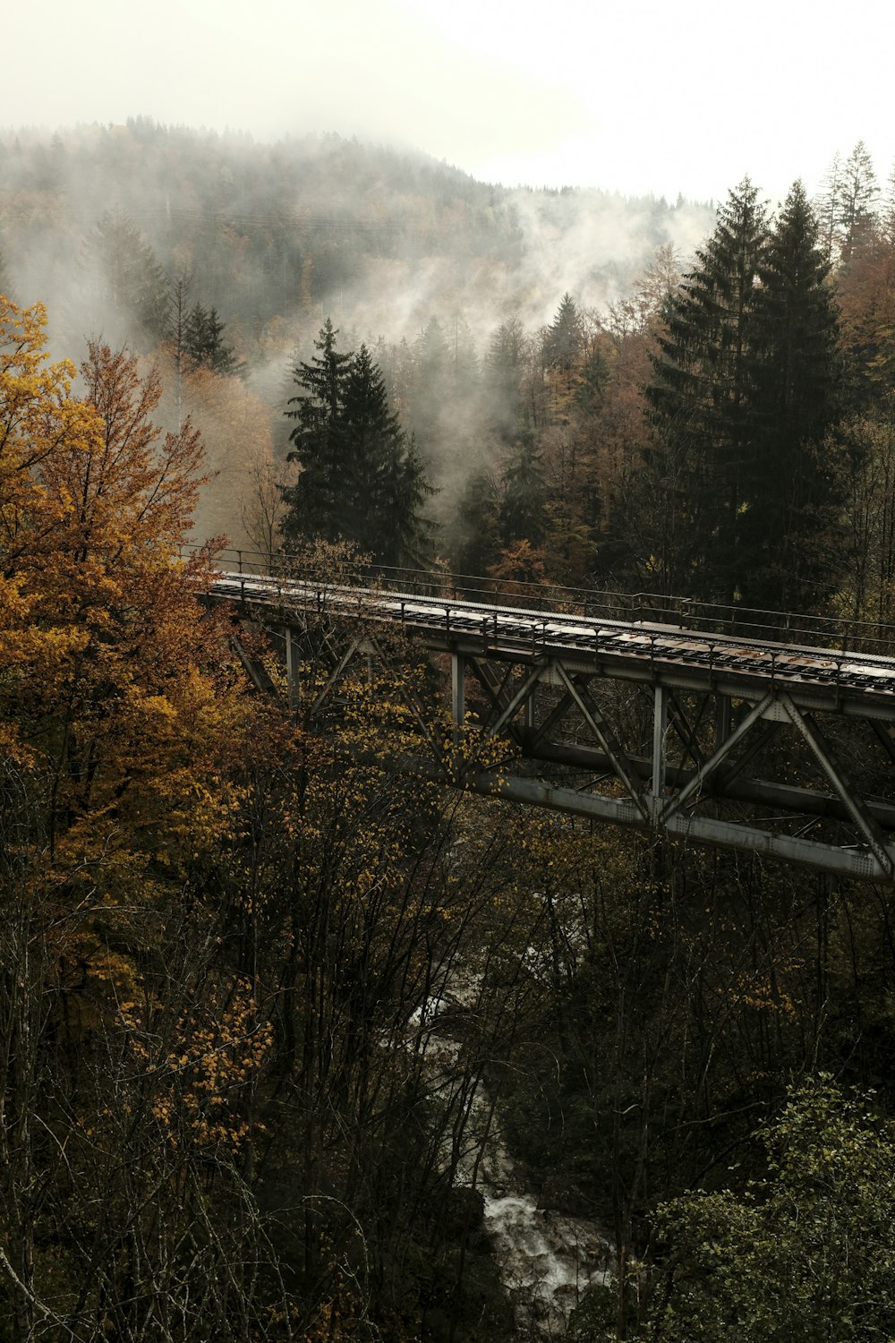 川に架かる灰色の金属橋