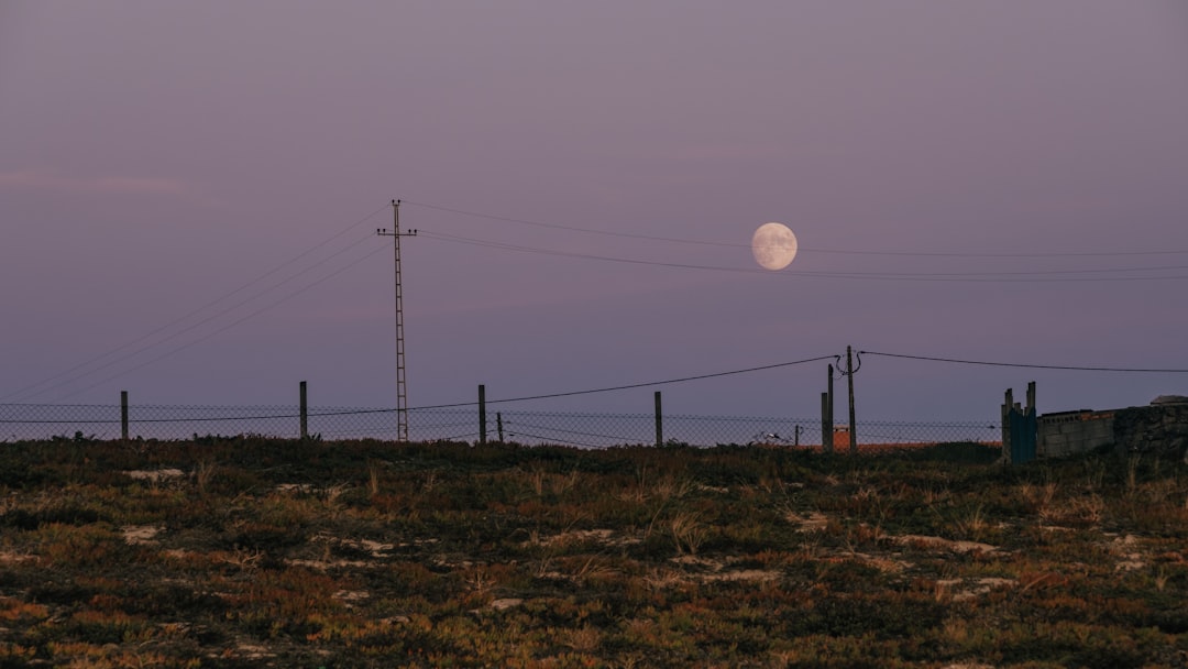 white moon over black metal fence
