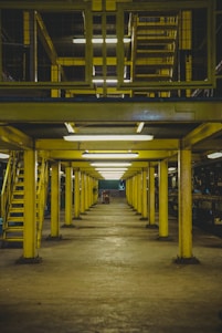 yellow and black metal building