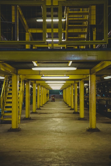 yellow and black metal building