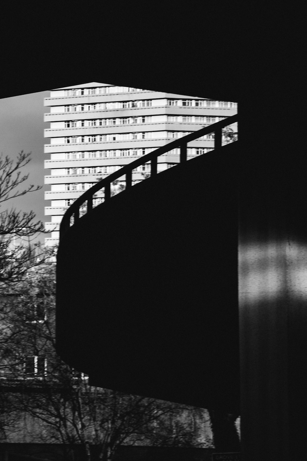 grayscale photo of high rise building