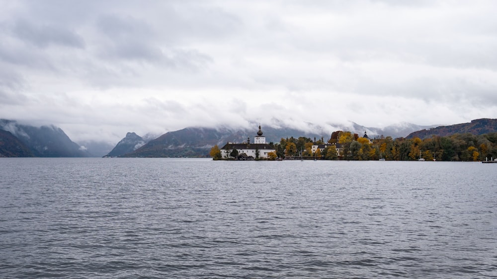 a large body of water surrounded by mountains