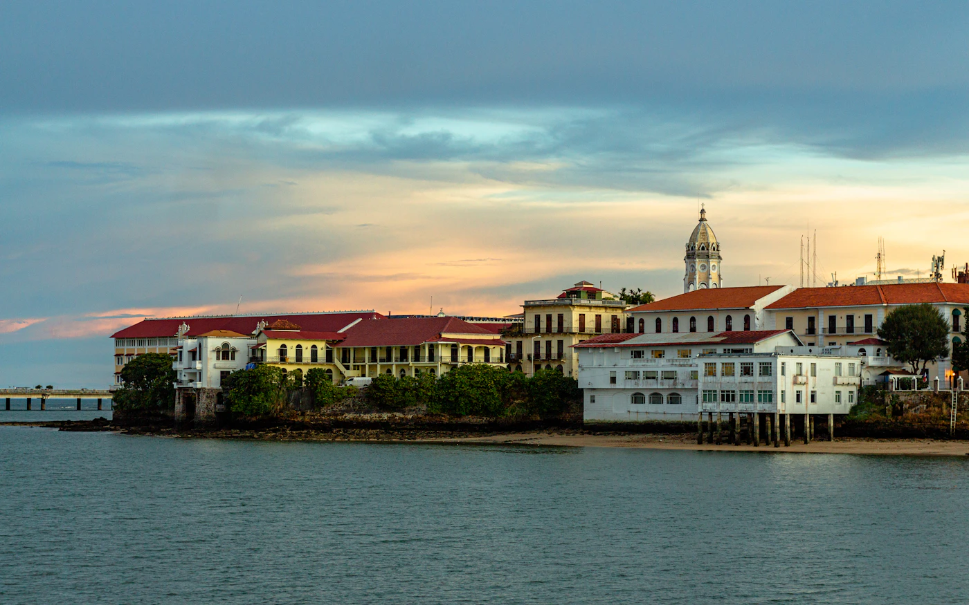 White colonial building near Panama bay