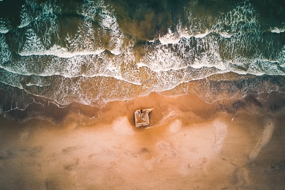 aerial view of ocean waves