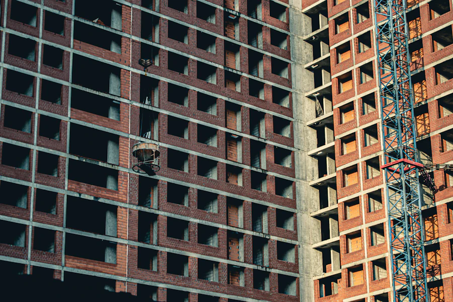 Residential brick building in daylight