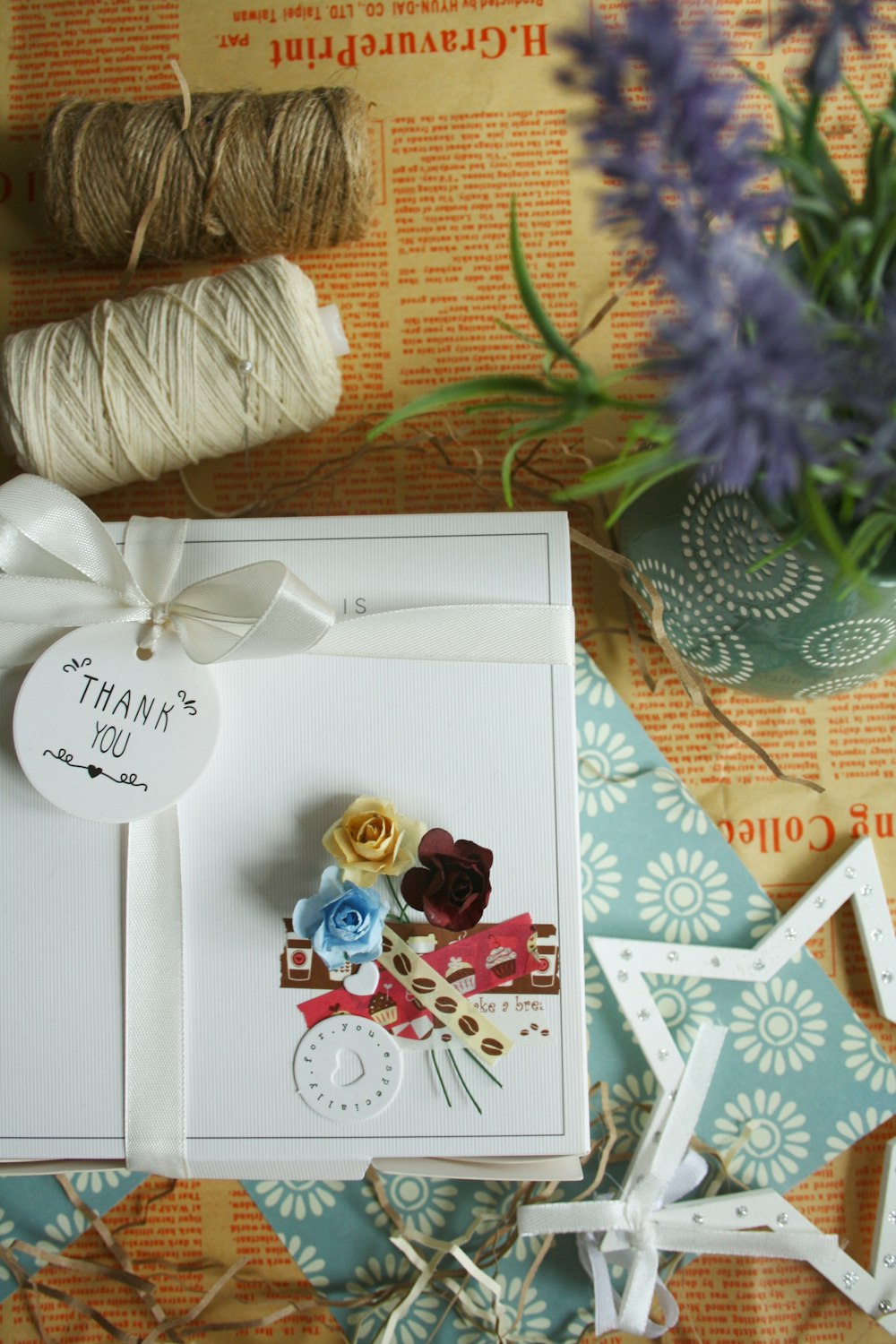 white yarn on white box