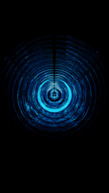 Concentric circles of vibrant blue light ripple outward from the center against a dark background, creating a hypnotic, almost tunnel-like visual effect.