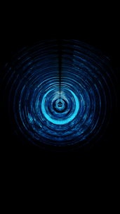 Concentric circles of vibrant blue light ripple outward from the center against a dark background, creating a hypnotic, almost tunnel-like visual effect.