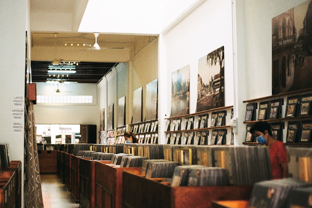 brown wooden tables in white room