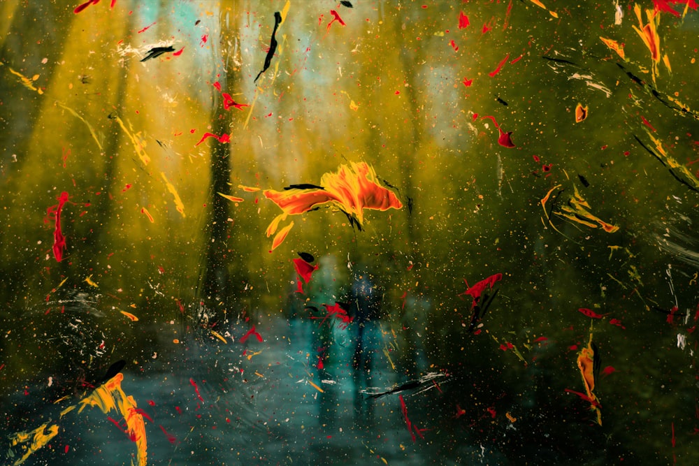 brown leaves on water during daytime