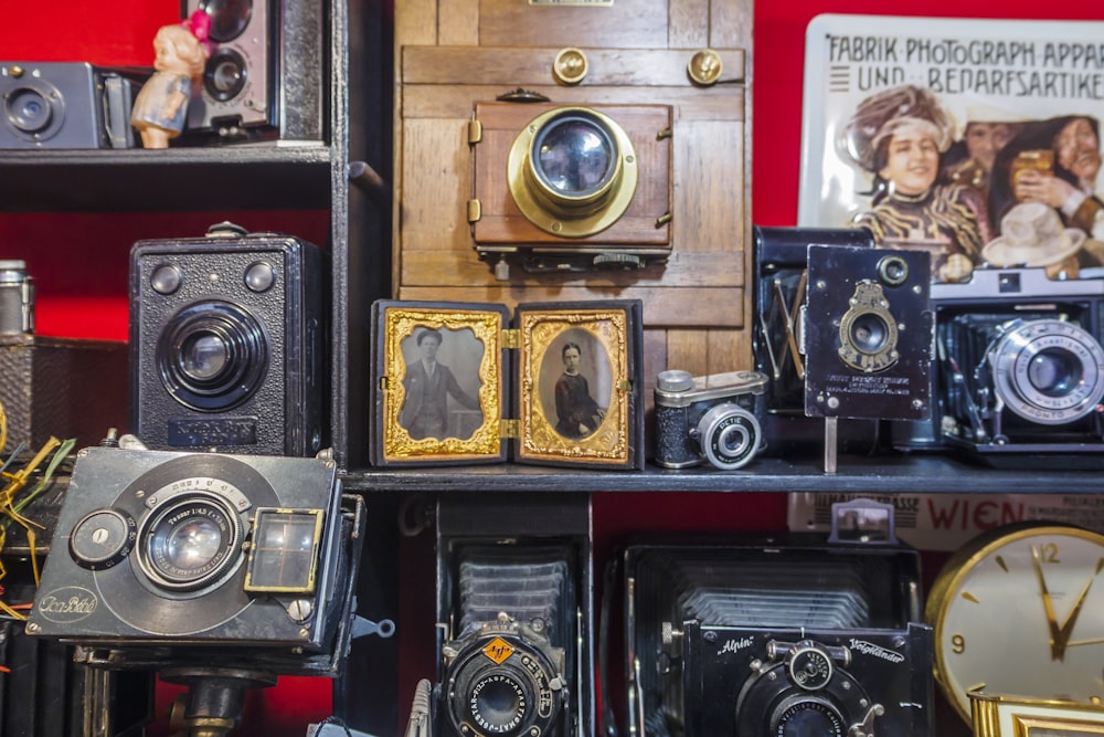 black and brown vintage camera