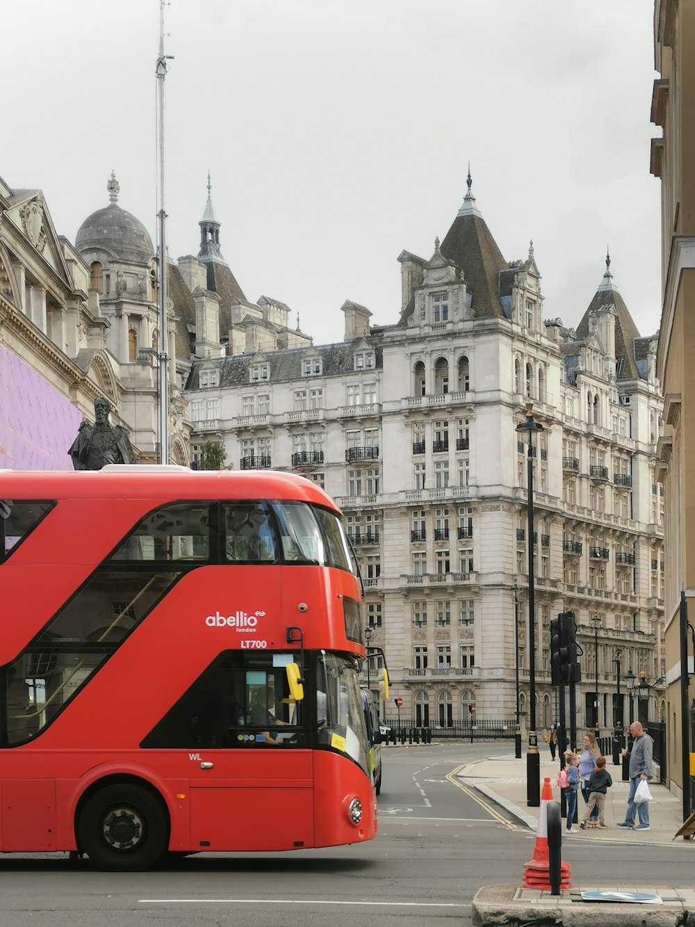 red and white train on the street