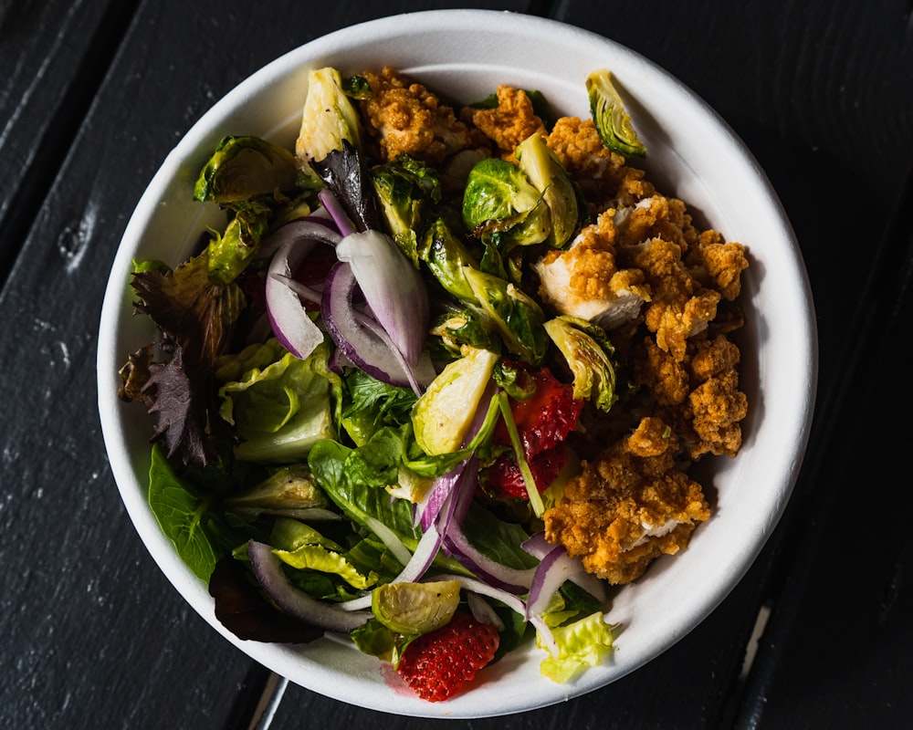 cooked food on white ceramic bowl