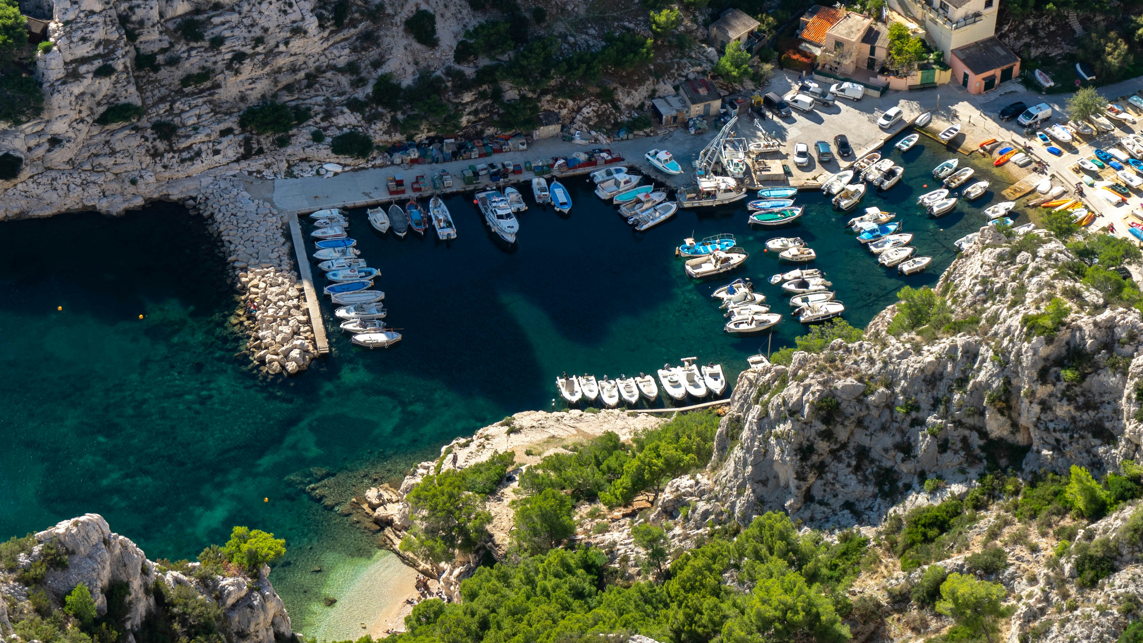 aerial view of white boat on sea during daytime