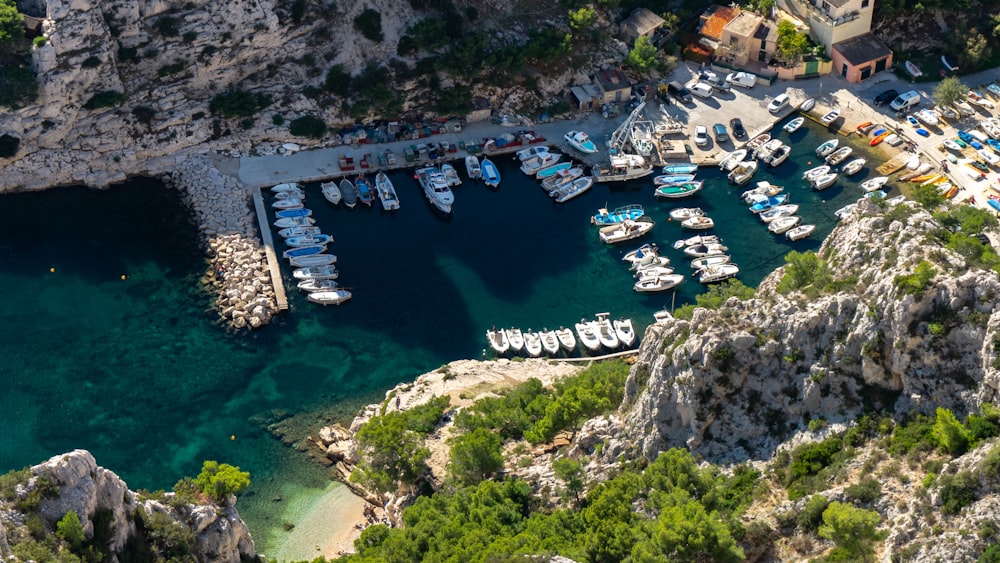 aerial view of white boat on sea during daytime