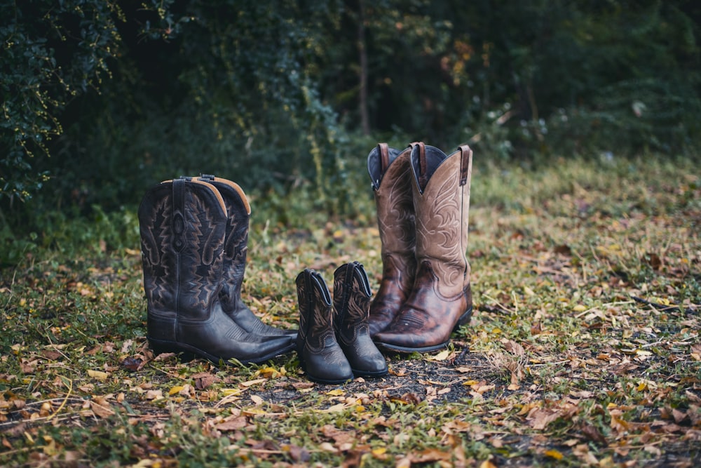 brown leather cowboy boots on ground