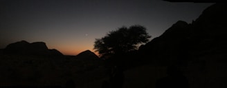 A serene desert landscape with ancient biblical ruins under a starry night sky.