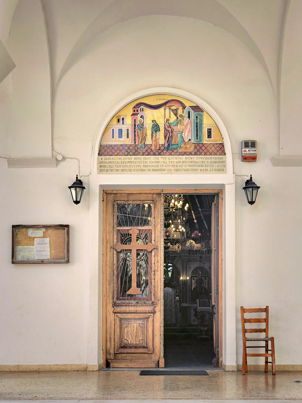 brown wooden door with glass panel