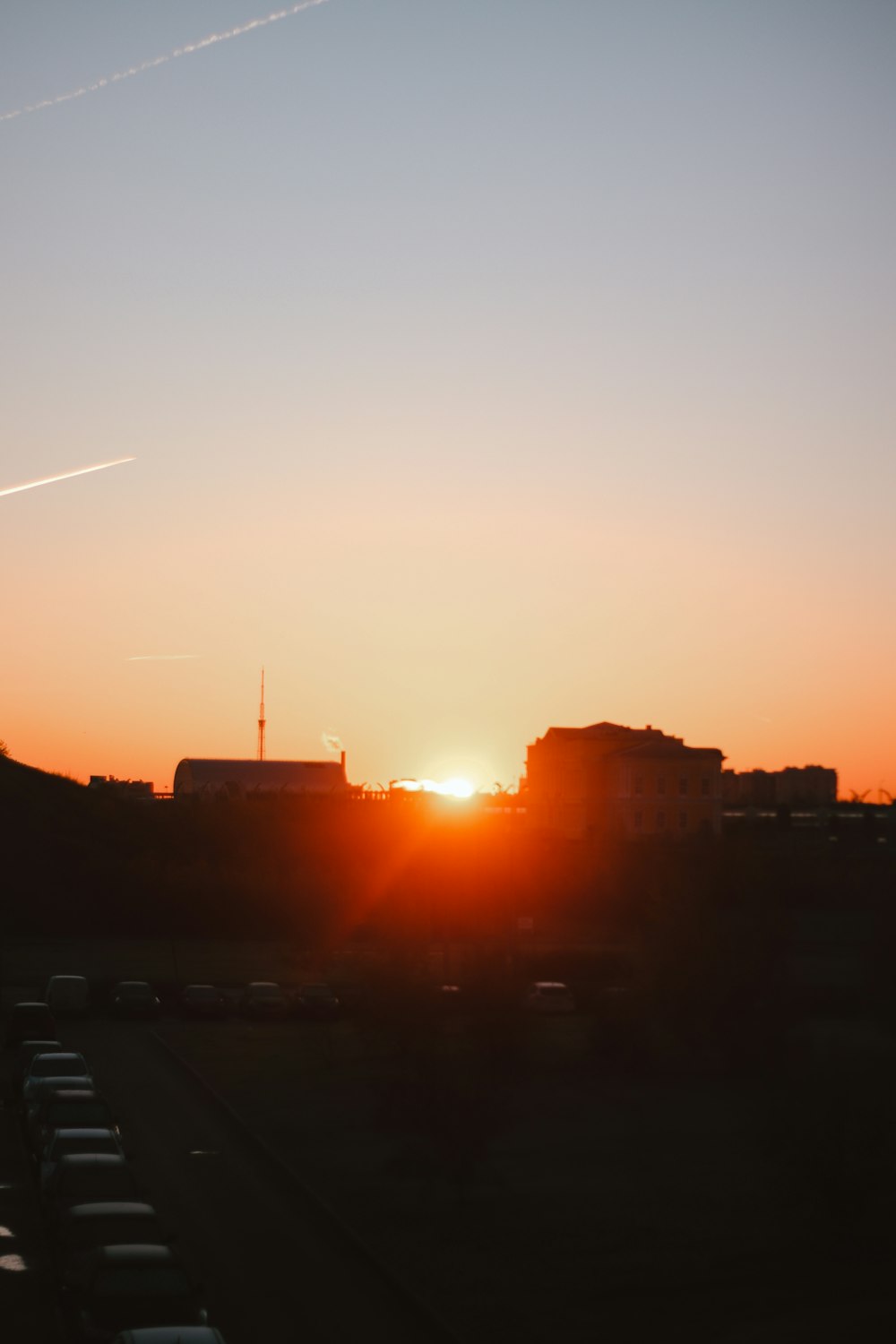 silhouette of buildings during sunset